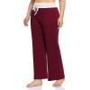 imagePOSESHE Women Plus Size Comfy Pajama Pants Casual Stretch Pant Drawstring Palazzo Lounge Pants Wide Leg for All Seasons