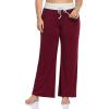 imagePOSESHE Women Plus Size Comfy Pajama Pants Casual Stretch Pant Drawstring Palazzo Lounge Pants Wide Leg for All Seasons