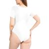 imagePOSESHE Womens Plus Size Short Sleeve Square Neck Tank Top Bodysuit S5xlWhiteround