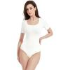 imagePOSESHE Womens Plus Size Short Sleeve Square Neck Tank Top Bodysuit S5xlWhitesquare