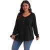 imagePOSESHE Womens Plus Size Tops 2024 Long Sleeves Pleated Tunic Fall Casual VNeck Shirts Cute Dressy Work Button Blouses L4XLBlack