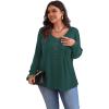 imagePOSESHE Womens Plus Size Tops 2024 Long Sleeves Pleated Tunic Fall Casual VNeck Shirts Cute Dressy Work Button Blouses L4XLGreen