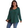 imagePOSESHE Womens Plus Size Tops 2024 Long Sleeves Pleated Tunic Fall Casual VNeck Shirts Cute Dressy Work Button Blouses L4XLGreen