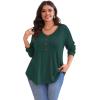 imagePOSESHE Womens Plus Size Tops 2024 Long Sleeves Pleated Tunic Fall Casual VNeck Shirts Cute Dressy Work Button Blouses L4XLGreen