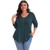 imagePOSESHE Womens Plus Size Tops 2024 Long Sleeves Pleated Tunic Fall Casual VNeck Shirts Cute Dressy Work Button Blouses L4XLGrey Blue