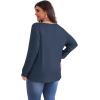 imagePOSESHE Womens Plus Size Tops 2024 Long Sleeves Pleated Tunic Fall Casual VNeck Shirts Cute Dressy Work Button Blouses L4XLNavy Blue