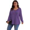 imagePOSESHE Womens Plus Size Tops 2024 Long Sleeves Pleated Tunic Fall Casual VNeck Shirts Cute Dressy Work Button Blouses L4XLPurple