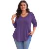 imagePOSESHE Womens Plus Size Tops 2024 Long Sleeves Pleated Tunic Fall Casual VNeck Shirts Cute Dressy Work Button Blouses L4XLPurple