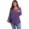 imagePOSESHE Womens Plus Size Tops 2024 Long Sleeves Pleated Tunic Fall Casual VNeck Shirts Cute Dressy Work Button Blouses L4XLPurple