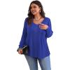 imagePOSESHE Womens Plus Size Tops 2024 Long Sleeves Pleated Tunic Fall Casual VNeck Shirts Cute Dressy Work Button Blouses L4XLRoyal Blue