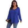 imagePOSESHE Womens Plus Size Tops 2024 Long Sleeves Pleated Tunic Fall Casual VNeck Shirts Cute Dressy Work Button Blouses L4XLRoyal Blue