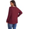 imagePOSESHE Womens Plus Size Tops 2024 Long Sleeves Pleated Tunic Fall Casual VNeck Shirts Cute Dressy Work Button Blouses L4XLWine Red