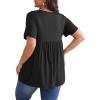 imagePOSESHE Womens Plus Size Tops 2024 Summer Short Sleeves Tunic Tops Casual VNeck Wrap Shirts Cute Dressy Work Blouses L4XLBlack