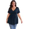 imagePOSESHE Womens Plus Size Tops 2024 Summer Short Sleeves Tunic Tops Casual VNeck Wrap Shirts Cute Dressy Work Blouses L4XLNavy Blue