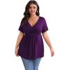 imagePOSESHE Womens Plus Size Tops 2024 Summer Short Sleeves Tunic Tops Casual VNeck Wrap Shirts Cute Dressy Work Blouses L4XLPurple