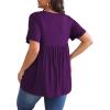 imagePOSESHE Womens Plus Size Tops 2024 Summer Short Sleeves Tunic Tops Casual VNeck Wrap Shirts Cute Dressy Work Blouses L4XLPurple