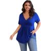 imagePOSESHE Womens Plus Size Tops 2024 Summer Short Sleeves Tunic Tops Casual VNeck Wrap Shirts Cute Dressy Work Blouses L4XLRoyal Blue