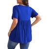 imagePOSESHE Womens Plus Size Tops 2024 Summer Short Sleeves Tunic Tops Casual VNeck Wrap Shirts Cute Dressy Work Blouses L4XLRoyal Blue