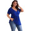 imagePOSESHE Womens Plus Size Tops 2024 Summer Short Sleeves Tunic Tops Casual VNeck Wrap Shirts Cute Dressy Work Blouses L4XLRoyal Blue