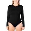 imagePOSESHE LongSleeve Bodysuits For Women Round Neck Plus Size Body Suits Autumn Essentials M5XLBlack