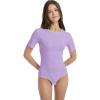 imagePOSESHE Womens Plus Size Short Sleeve Square Neck Tank Top Bodysuit S5xlPurpleround