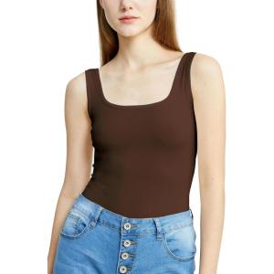 imagePOSESHE Plus Size Tank Bodysuit For Curvy WomenBrown
