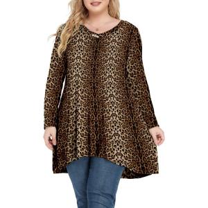 imagePOSESHE Plus Size Tops for Womens Summer Clothes Short Sleeve Shirts Casual V Neck Tunic Asymmetrical Blouses