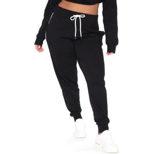 imagePOSESHE Women L5X Plus Size High Waisted Sweatpants Drawstring Jogger Pants Tapered Athletic Workout Yoga Lounge PantsC01 Black