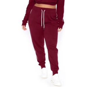imagePOSESHE Women L5X Plus Size High Waisted Sweatpants Drawstring Jogger Pants Tapered Athletic Workout Yoga Lounge PantsC03 Burgundy
