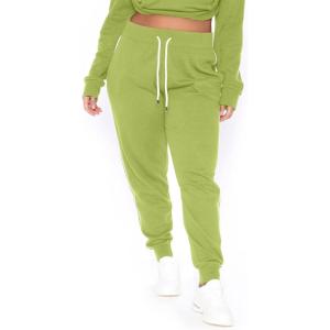 imagePOSESHE Women L5X Plus Size High Waisted Sweatpants Drawstring Jogger Pants Tapered Athletic Workout Yoga Lounge PantsC06 Green