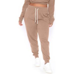 imagePOSESHE Women L5X Plus Size High Waisted Sweatpants Drawstring Jogger Pants Tapered Athletic Workout Yoga Lounge PantsC08 Khaki
