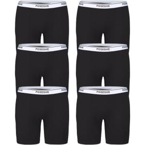 imagePOSESHE Womens Boxer Briefs 6quot Inseam Ultrasoft MicroModal Boyshorts Underwear6 Pack S5xlBlack  6 Inseam  6 Pack