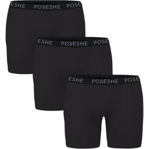 imagePOSESHE Womens Boxer Briefs 8quot Inseam MicroModal AntiChafing Boyshorts Underwear S5xlAll Black  8 Inseam  3 Pack