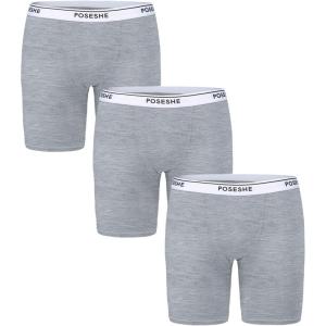 imagePOSESHE Womens Boxer Briefs 8quot Inseam MicroModal AntiChafing Boyshorts Underwear S5xlGrey  8 Inseam  3 Pack