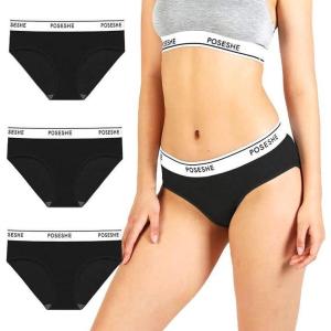 imagePOSESHE Womens MicroModal Brief Underwear Bikini Panties For Women Pack Available in Plus SizeBlack 3 Pack