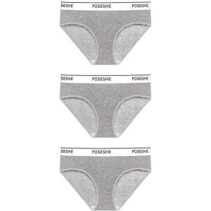 imagePOSESHE Womens MicroModal Brief Underwear Bikini Panties For Women Pack Available in Plus SizeGrey 3 Pack