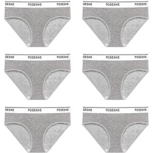 imagePOSESHE Womens MicroModal Brief Underwear Bikini Panties For Women Pack Available in Plus SizeGrey 6 Pack