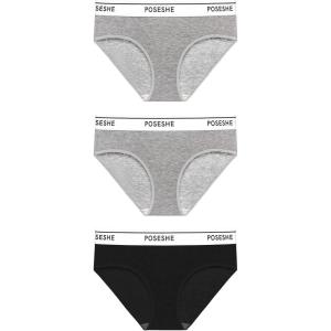 imagePOSESHE Womens MicroModal Brief Underwear Bikini Panties For Women Pack Available in Plus SizeGrey Grey Black 3 Pack
