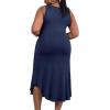 imagePOSESHE Womens Plus Size Dresses Sleeveless VNeck 2024 Summer Sundress Casual Wedding Guest Cocktail Dress with PocketsNavy Blue