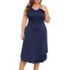 imagePOSESHE Womens Plus Size Dresses Sleeveless VNeck 2024 Summer Sundress Casual Wedding Guest Cocktail Dress with PocketsNavy Blue