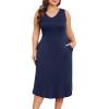 imagePOSESHE Womens Plus Size Dresses Sleeveless VNeck 2024 Summer Sundress Casual Wedding Guest Cocktail Dress with PocketsNavy Blue