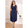 imagePOSESHE Womens Plus Size Dresses Sleeveless VNeck 2024 Summer Sundress Casual Wedding Guest Cocktail Dress with PocketsNavy Blue