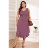 imagePOSESHE Womens Plus Size Dresses Sleeveless VNeck 2024 Summer Sundress Casual Wedding Guest Cocktail Dress with PocketsPurple Red