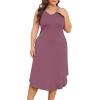 imagePOSESHE Womens Plus Size Dresses Sleeveless VNeck 2024 Summer Sundress Casual Wedding Guest Cocktail Dress with PocketsPurple Red