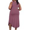 imagePOSESHE Womens Plus Size Dresses Sleeveless VNeck 2024 Summer Sundress Casual Wedding Guest Cocktail Dress with PocketsPurple Red