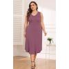 imagePOSESHE Womens Plus Size Dresses Sleeveless VNeck 2024 Summer Sundress Casual Wedding Guest Cocktail Dress with PocketsPurple Red