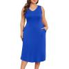 imagePOSESHE Womens Plus Size Dresses Sleeveless VNeck 2024 Summer Sundress Casual Wedding Guest Cocktail Dress with PocketsRoyal Blue