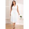 imagePOSESHE Womens Plus Size Dresses Sleeveless VNeck 2024 Summer Sundress Casual Wedding Guest Cocktail Dress with PocketsWhite