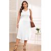 imagePOSESHE Womens Plus Size Dresses Sleeveless VNeck 2024 Summer Sundress Casual Wedding Guest Cocktail Dress with PocketsWhite