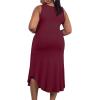 imagePOSESHE Womens Plus Size Dresses Sleeveless VNeck 2024 Summer Sundress Casual Wedding Guest Cocktail Dress with PocketsWine Red